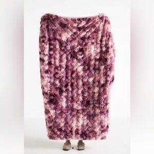 NEW Anthropologie Luxe Purple Pink Faux Fur Throw Blanket Warm 50”x70” OEKO-TEX®